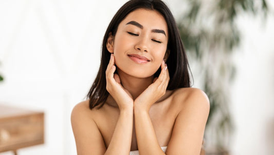 Close-up of a woman’s lower face highlighting chin dimples and skin texture before cosmetic smoothing treatment.